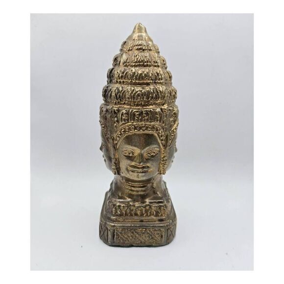 Vintage Solid Brass 4 Face Mukhalinga Statue - Picture 1 of 8